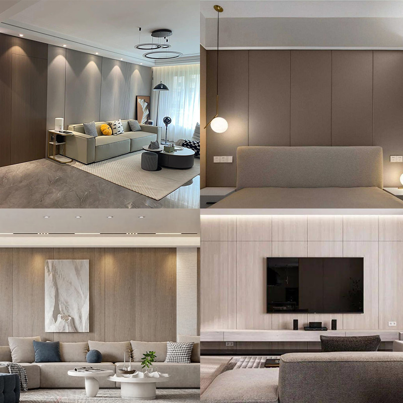 1220 × 2440 mm Ekologiczne PCV Ziarno forniru Dekoracyjne panele ścienne do okładzin ściennych w pomieszczeniach Wodoodporny Odporny na zarysowania Łatwy w montażu