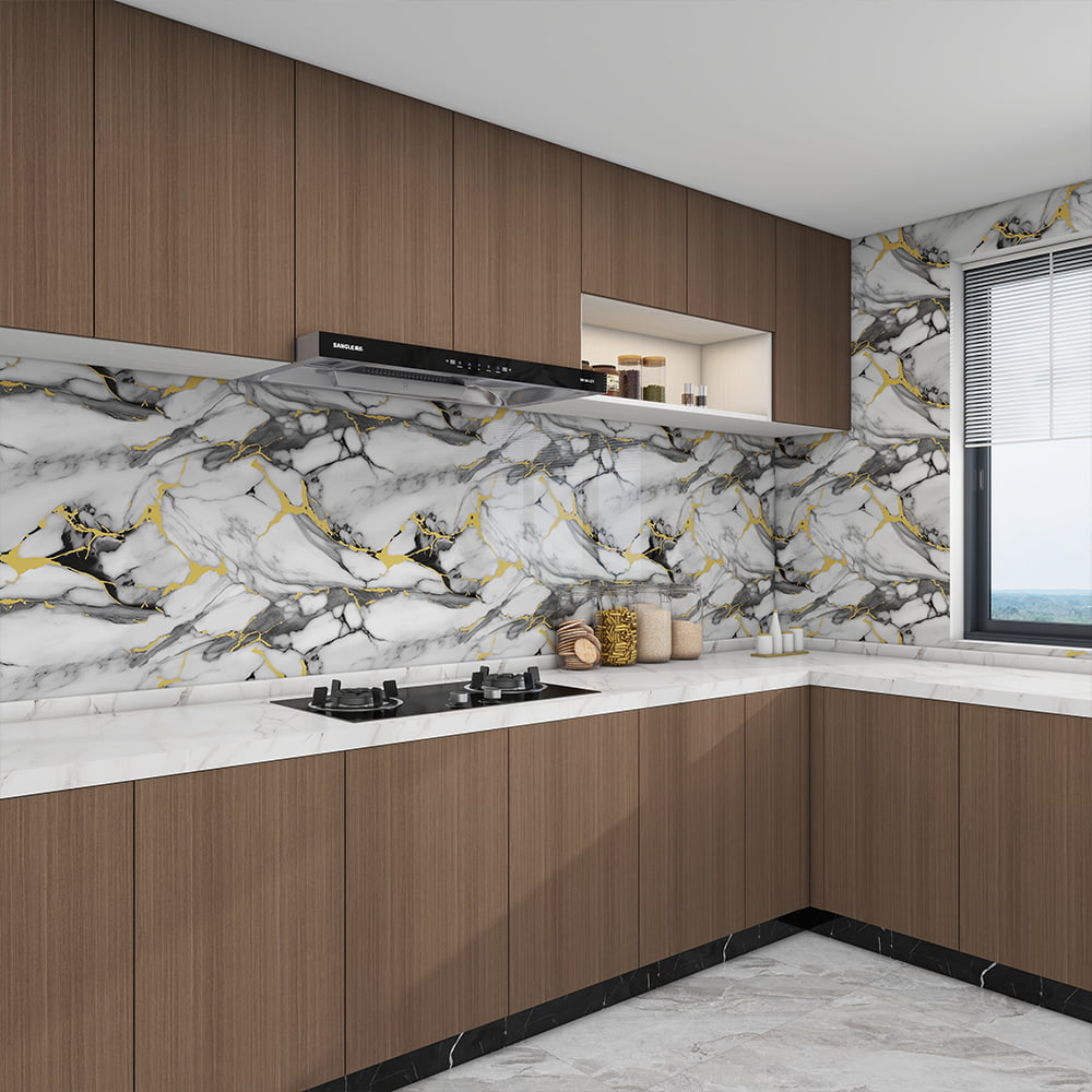 Nowoczesna, błyszcząca marmurowa tapeta w rolce PVC samoprzylepna wodoodporna dekoracja wnętrz naklejka na arkusz marmuru